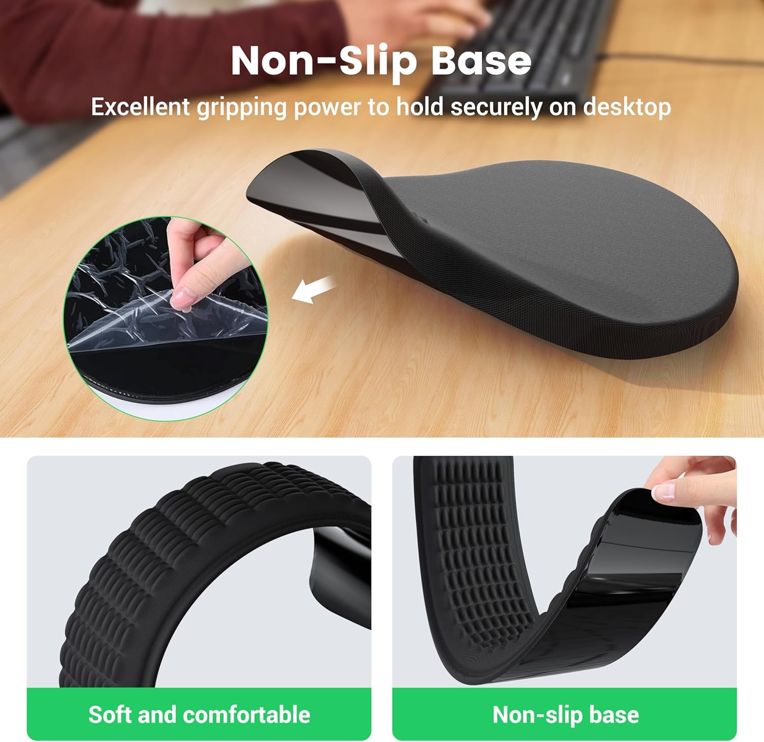 image:imageMEKASS Ergonomic Mouse Pad and Keyboard Wrist Rest Set Super Soft Memory Foam Desk Wrist Support for Computer Keyboard NonSlip Arm Palm Rests Cushion for Typing Gaming Office Light Pink MarbleMk01black