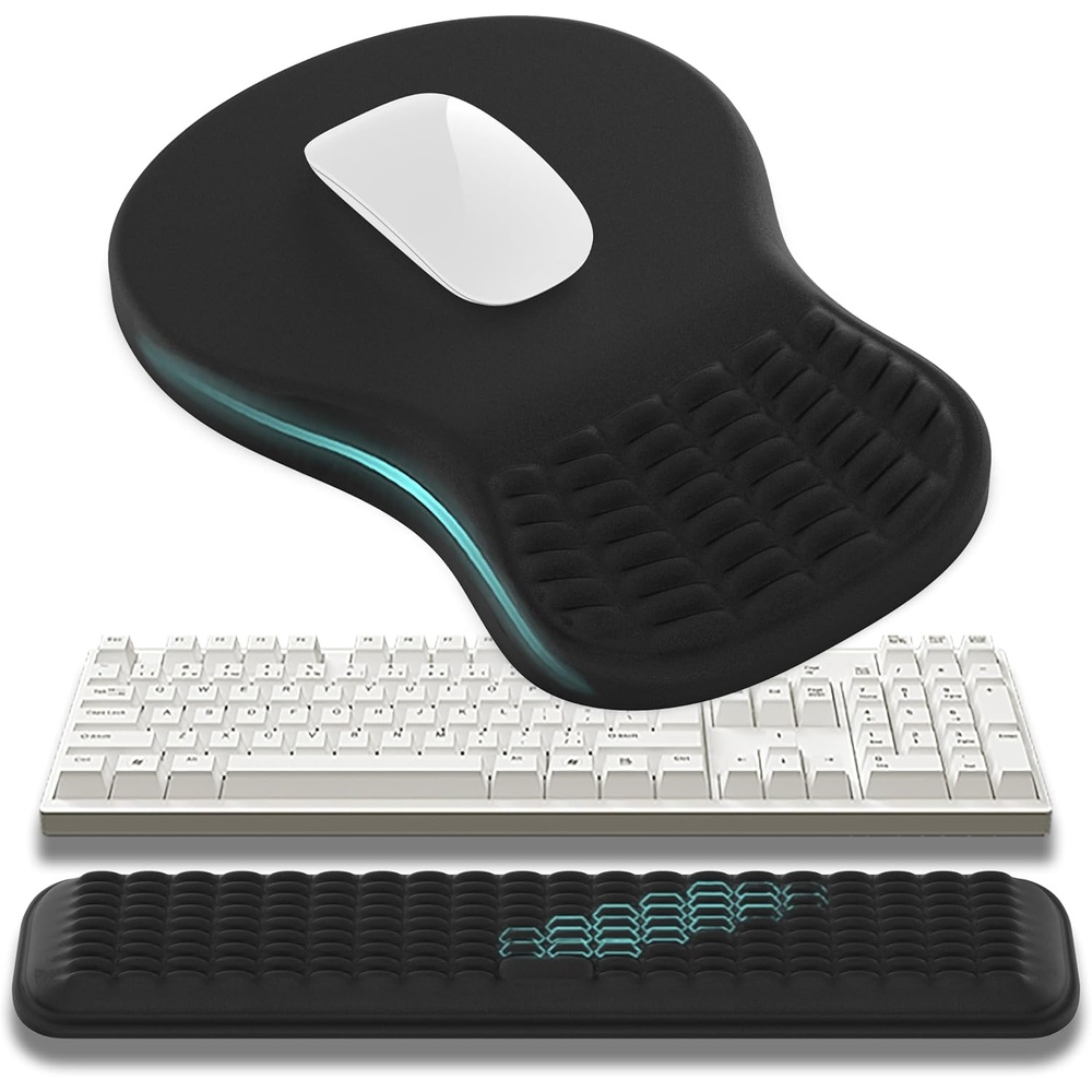 image:imageMEKASS Ergonomic Mouse Pad and Keyboard Wrist Rest Set Super Soft Memory Foam Desk Wrist Support for Computer Keyboard NonSlip Arm Palm Rests Cushion for Typing Gaming Office Light Pink MarbleMk01black