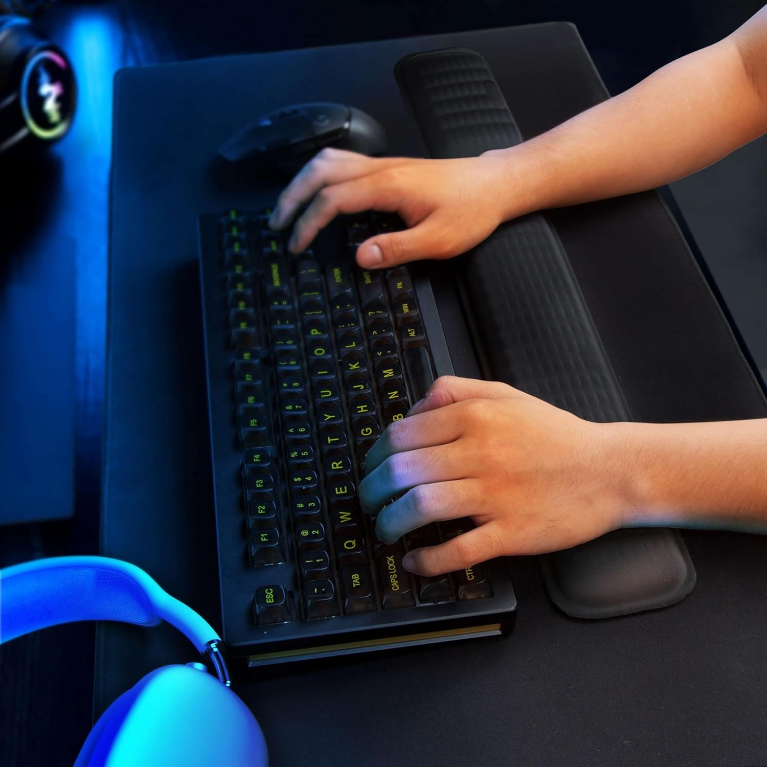 image:imageMEKASS Ergonomic Mouse Wrist Rest Premium Memory Foam Mouse Wrist Pad Support Relieve Wrist Pain for Long Hours of Work Gaming Classic BlackBlack