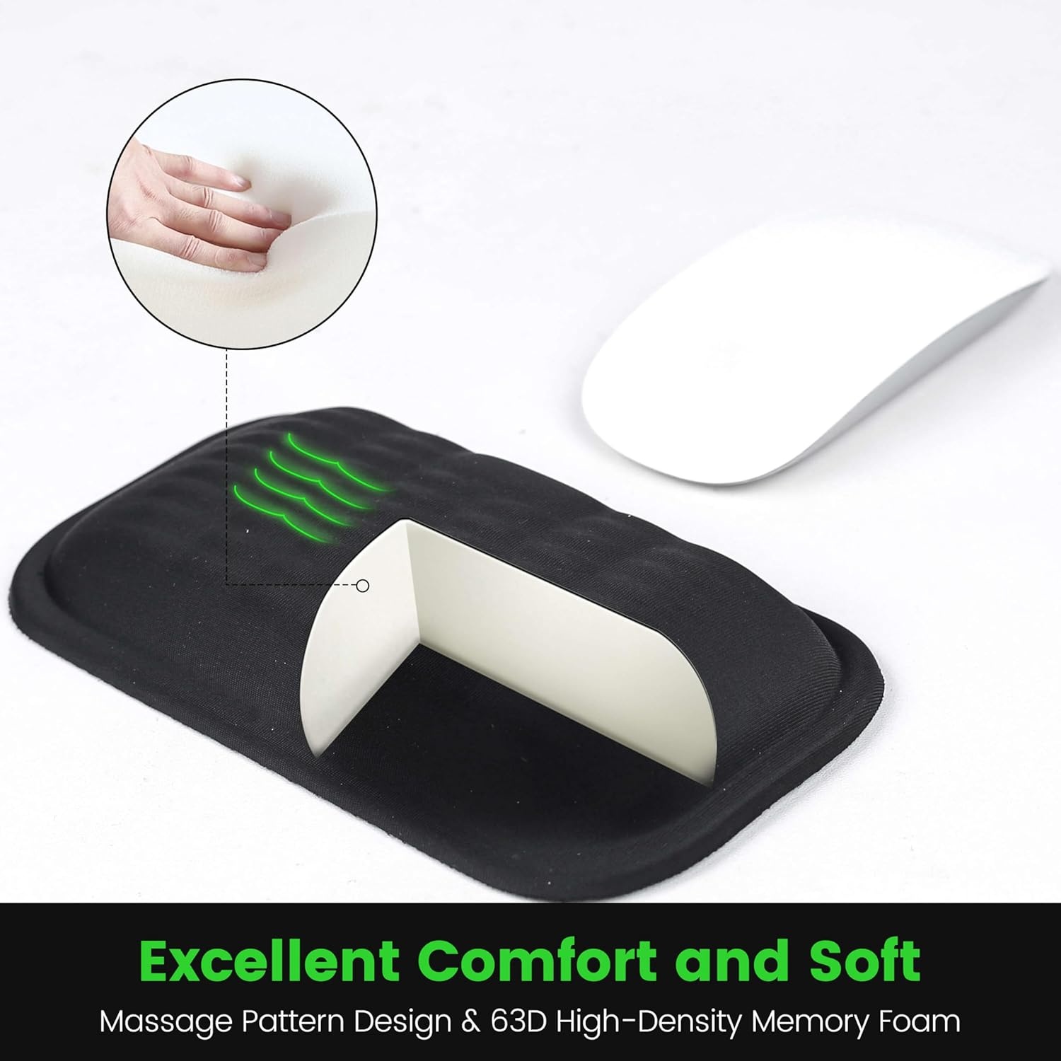 image:imageMEKASS Ergonomic Mouse Wrist Rest Premium Memory Foam Mouse Wrist Pad Support Relieve Wrist Pain for Long Hours of Work Gaming Classic BlackBlack