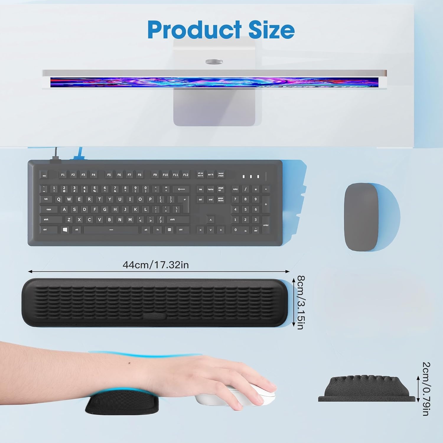 image:imageMEKASS Ergonomic Mouse Wrist Rest Premium Memory Foam Mouse Wrist Pad Support Relieve Wrist Pain for Long Hours of Work Gaming Classic BlackClassic Black