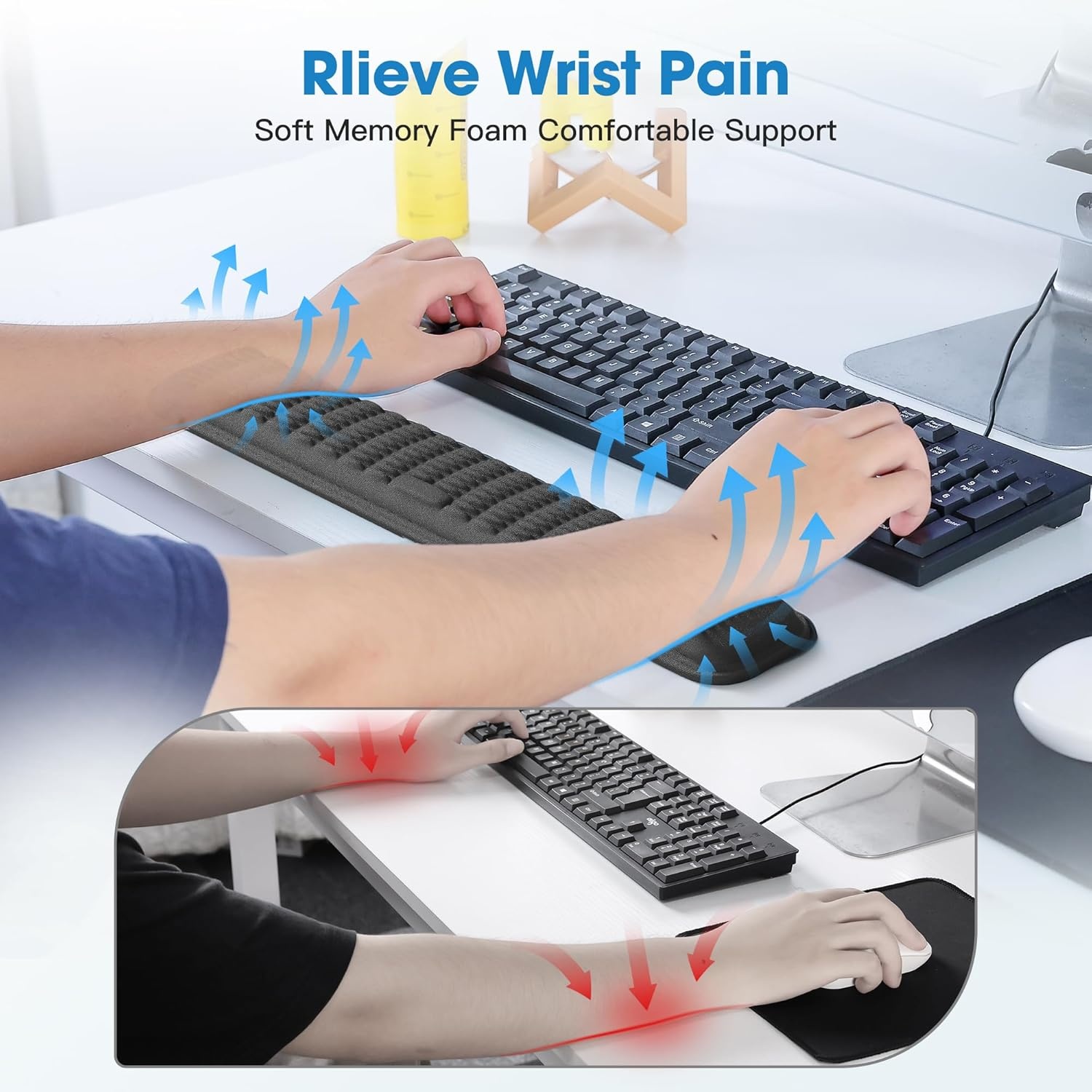 image:imageMEKASS Ergonomic Mouse Wrist Rest Premium Memory Foam Mouse Wrist Pad Support Relieve Wrist Pain for Long Hours of Work Gaming Classic BlackClassic Black