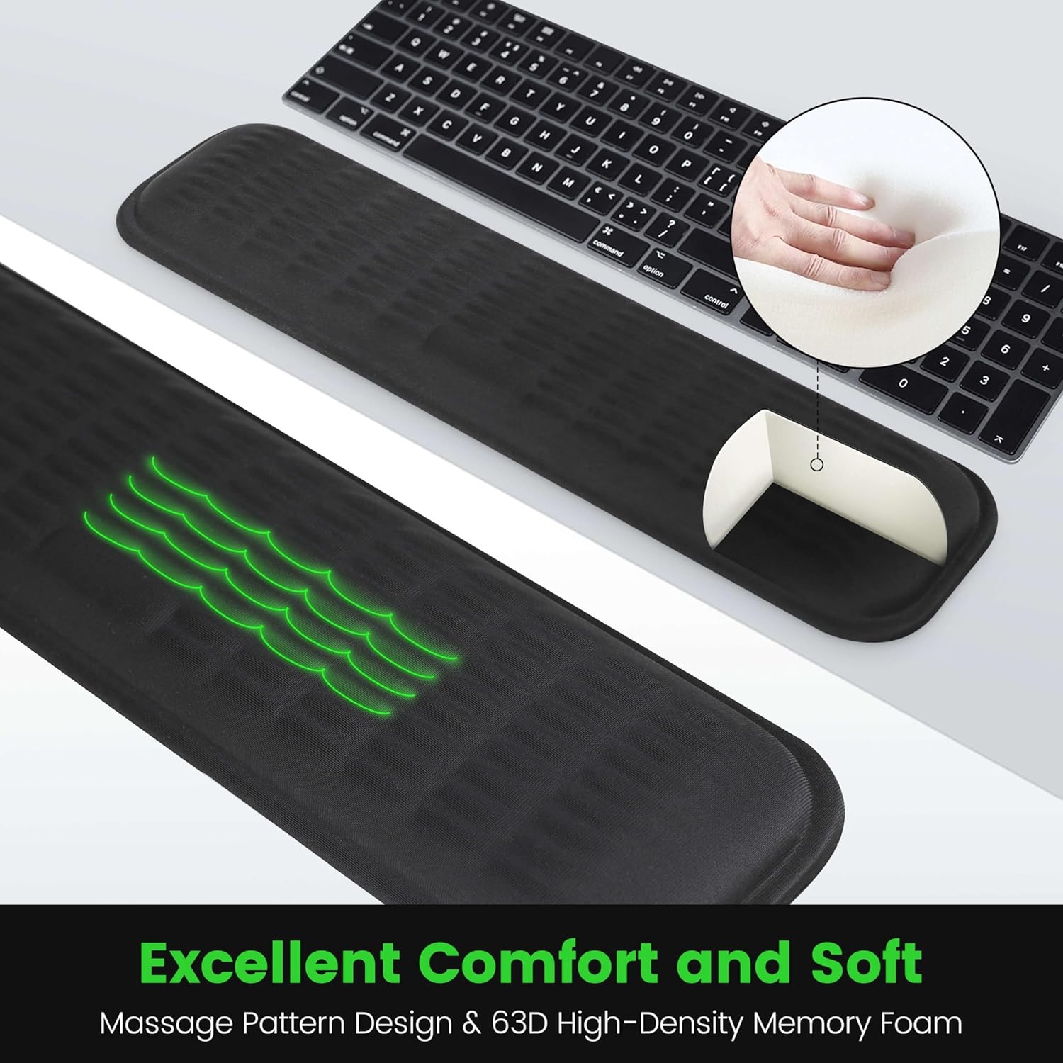 image:imageMEKASS Ergonomic Mouse Wrist Rest Premium Memory Foam Mouse Wrist Pad Support Relieve Wrist Pain for Long Hours of Work Gaming Classic BlackGray