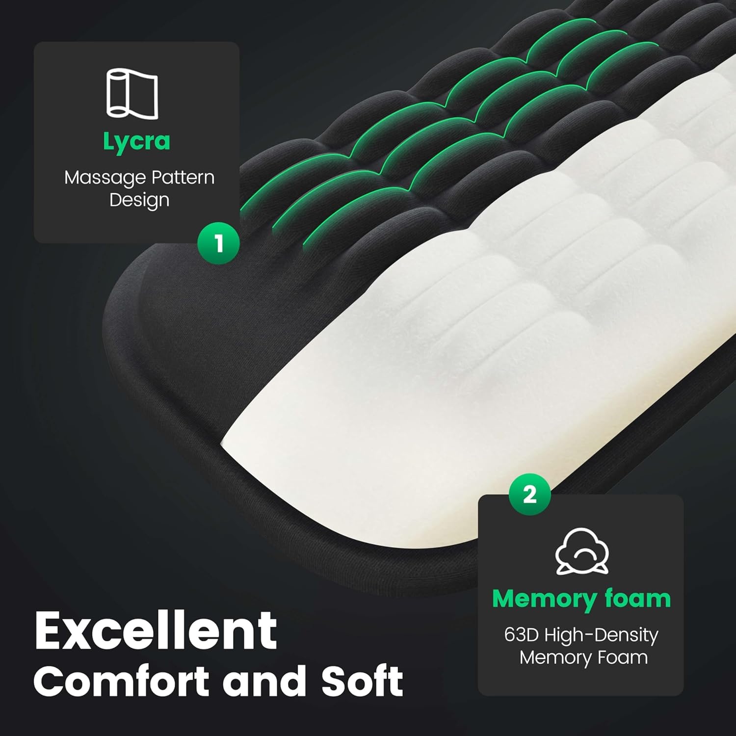 image:imageMEKASS Ergonomic Mouse Wrist Rest Premium Memory Foam Mouse Wrist Pad Support Relieve Wrist Pain for Long Hours of Work Gaming Classic BlackLight Blue