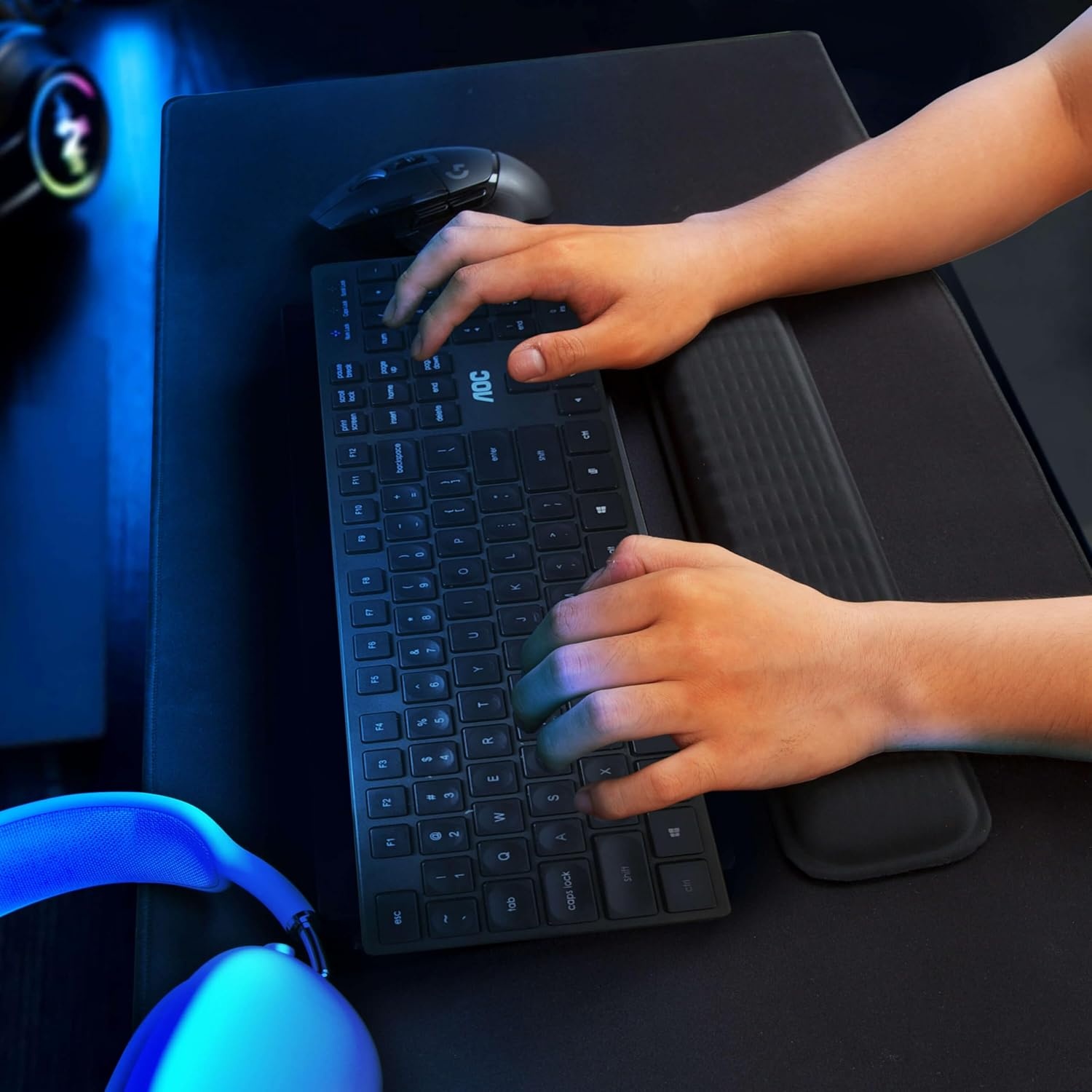 image:imageMEKASS Ergonomic Mouse Wrist Rest Premium Memory Foam Mouse Wrist Pad Support Relieve Wrist Pain for Long Hours of Work Gaming Classic BlackLight Gray