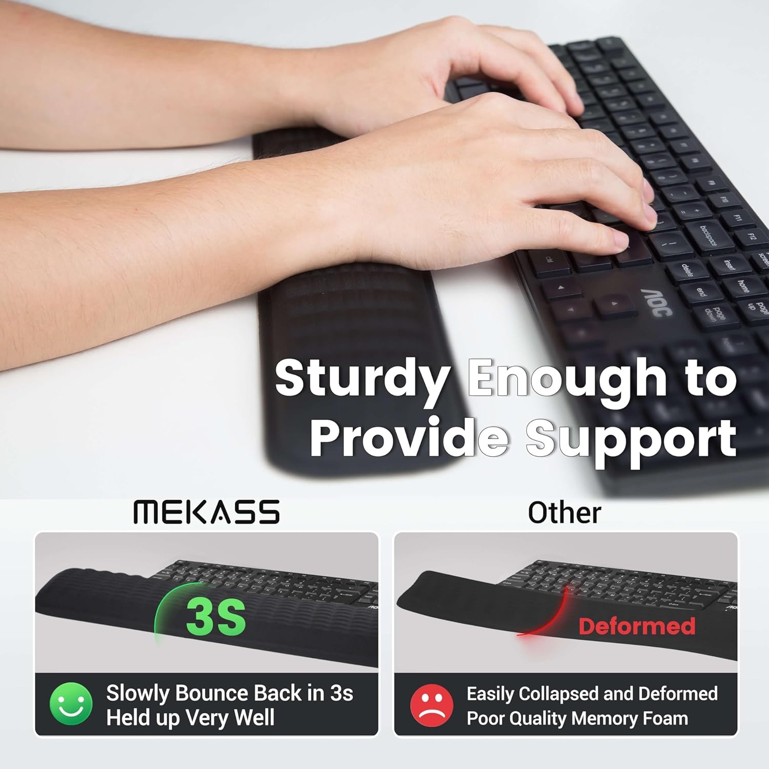 image:imageMEKASS Ergonomic Mouse Wrist Rest Premium Memory Foam Mouse Wrist Pad Support Relieve Wrist Pain for Long Hours of Work Gaming Classic BlackLight Gray