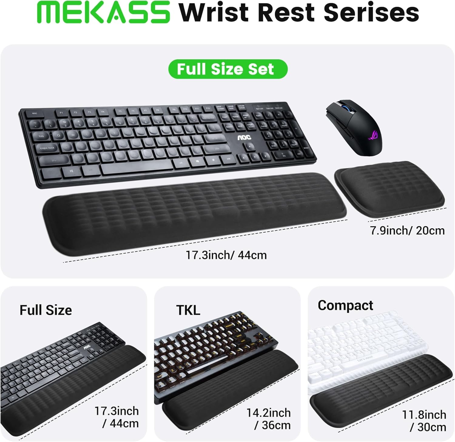 image:imageMEKASS Ergonomic Mouse Wrist Rest Premium Memory Foam Mouse Wrist Pad Support Relieve Wrist Pain for Long Hours of Work Gaming Classic BlackLight Gray