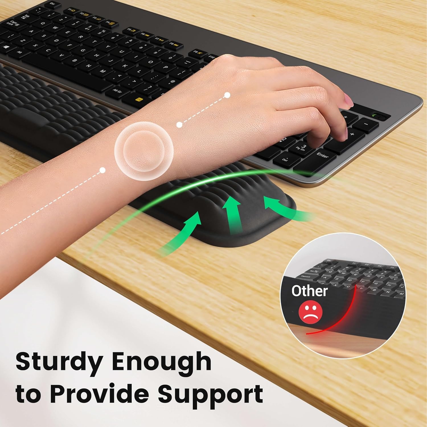 image:imageMEKASS Ergonomic Mouse Wrist Rest Premium Memory Foam Mouse Wrist Pad Support Relieve Wrist Pain for Long Hours of Work Gaming Classic BlackPink