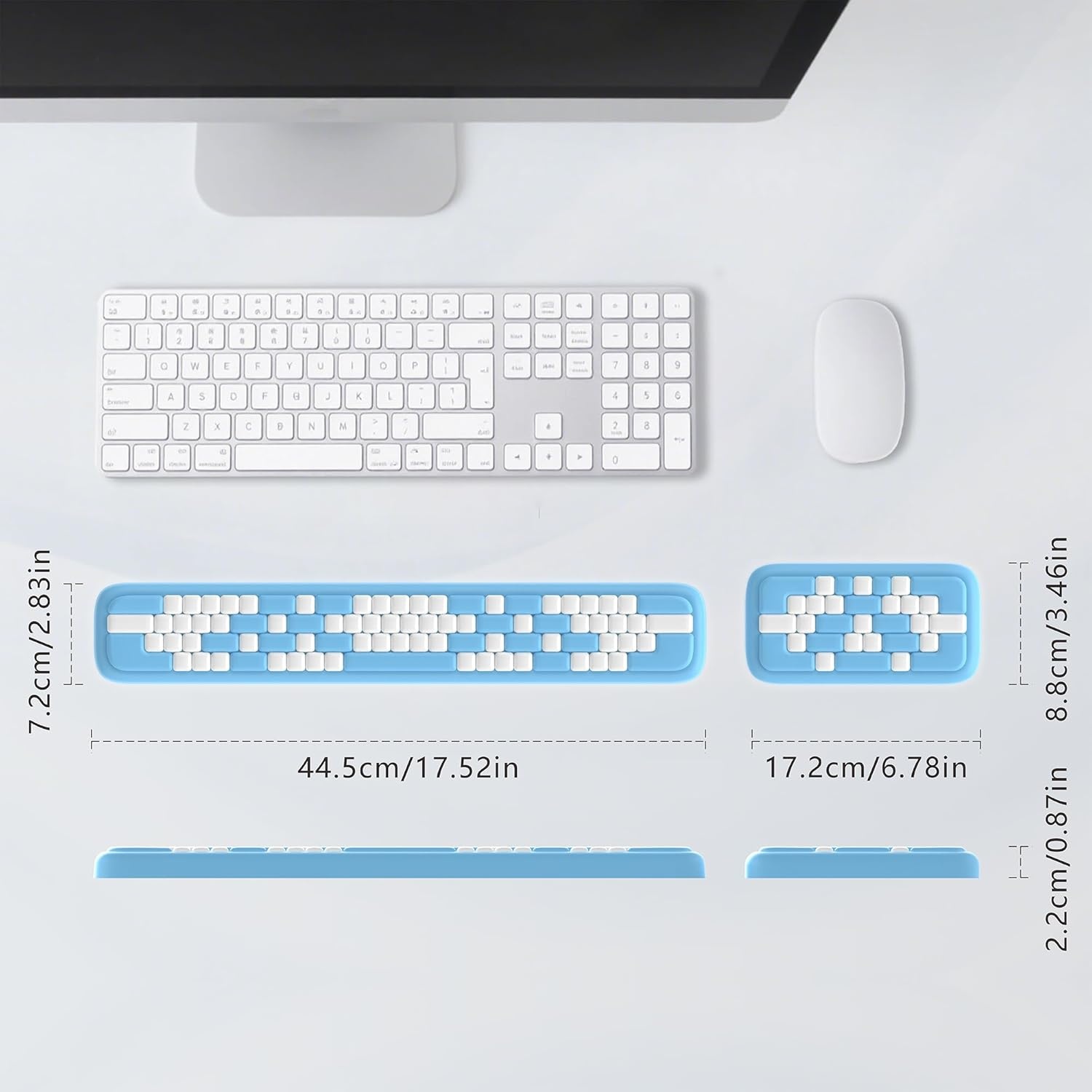 image:imageMEKASS Keyboard Wrist Rest Ergonomic Wrist Pad Soft Memory Foam Keyboard Hand Rest with NonSlip Base Easy Typing Pain Relief Comfort Support for Office Work Gaming Accessories Purple WhiteBlue White