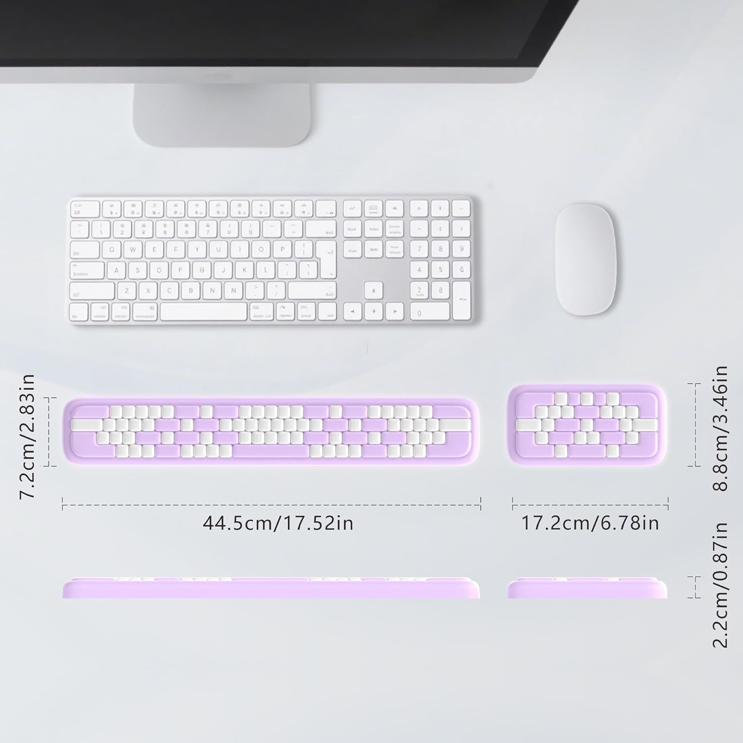 image:imageMEKASS Keyboard Wrist Rest Ergonomic Wrist Pad Soft Memory Foam Keyboard Hand Rest with NonSlip Base Easy Typing Pain Relief Comfort Support for Office Work Gaming Accessories Purple WhitePurple White