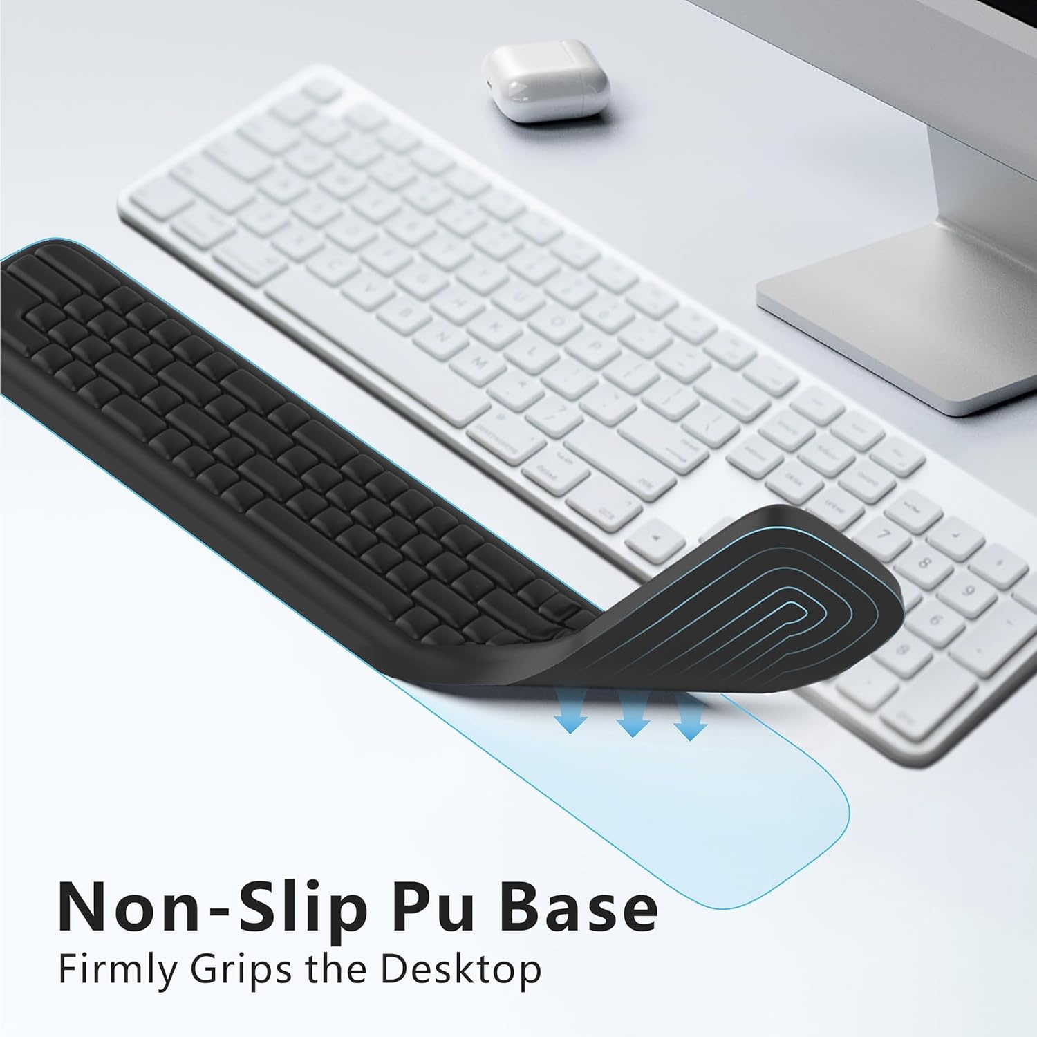 image:imageMEKASS Keyboard Wrist Rest Ergonomic Wrist Pad Soft Memory Foam Keyboard Hand Rest with NonSlip Base Easy Typing Pain Relief Comfort Support for Office Work Gaming Accessories Purple WhiteClassic Black