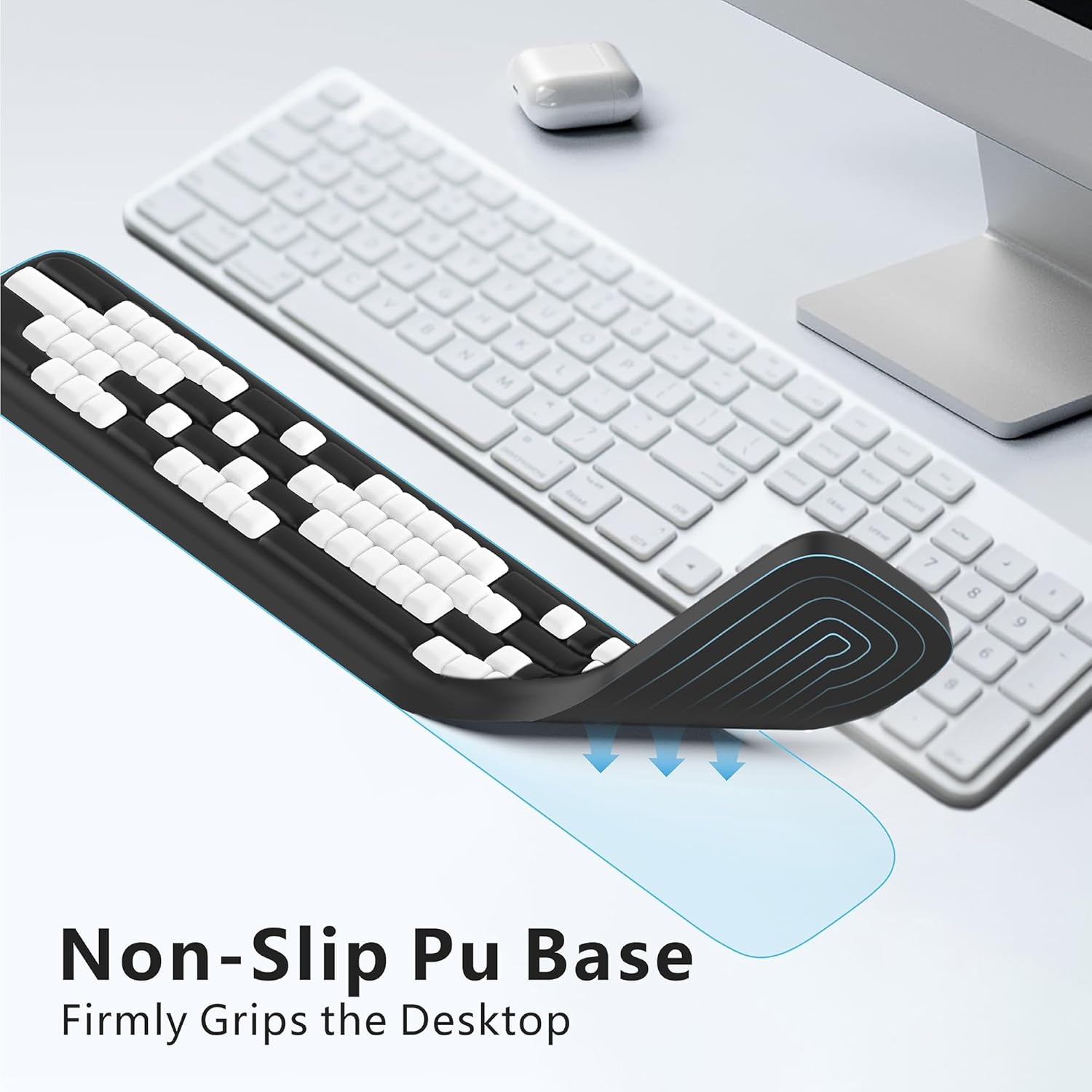 image:imageMEKASS Keyboard Wrist Rest Ergonomic Wrist Pad Soft Memory Foam Keyboard Hand Rest with NonSlip Base Easy Typing Pain Relief Comfort Support for Office Work Gaming Accessories Purple WhiteBlack White