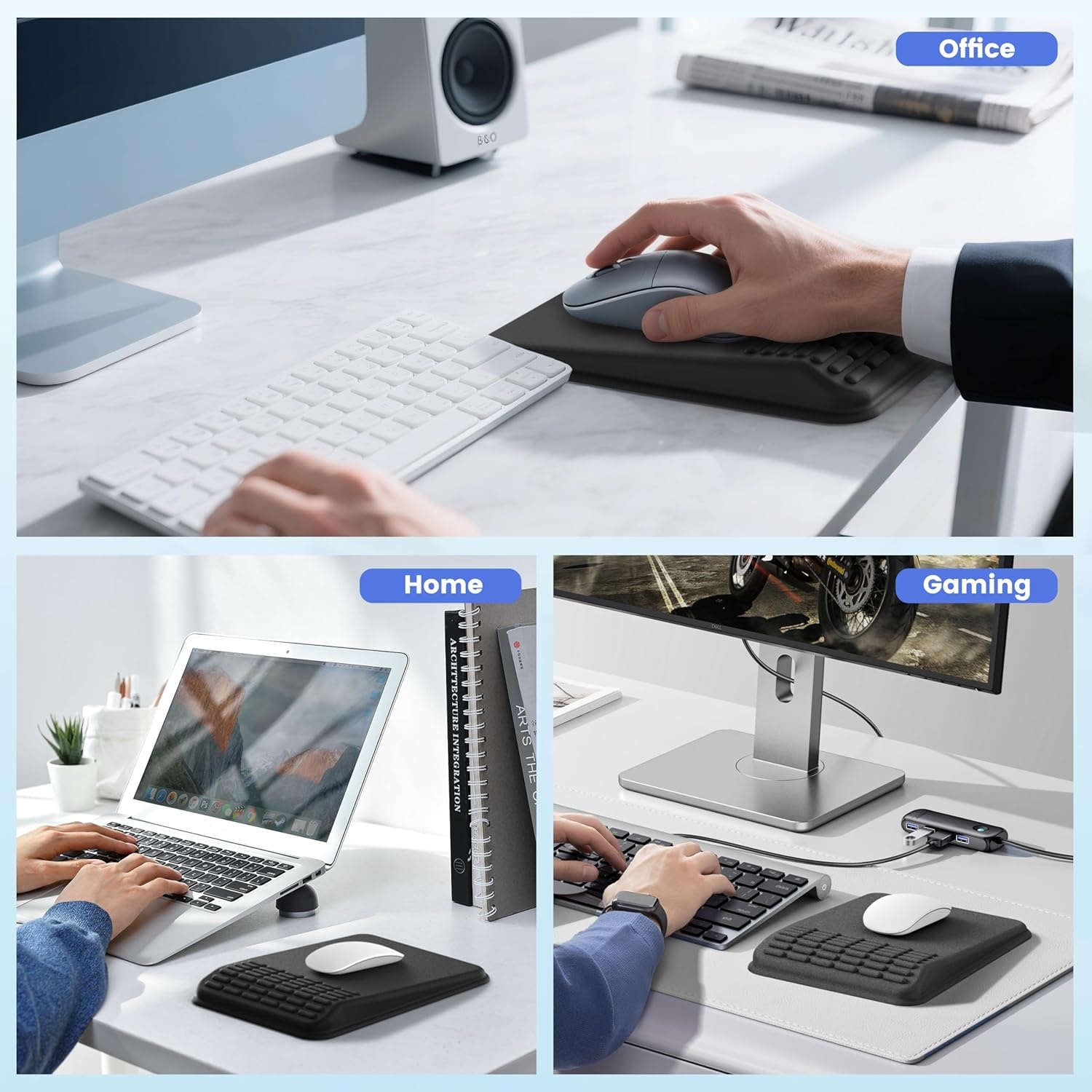 image:imageMEKASS Mouse Pad with Wrist Rest Ergonomic Slope Mousepad for Carpal Tunnel Pain Relief Memory Foam Desk Computer Wrist Support Mouse Pad with for Office Home PurpleClassic Black