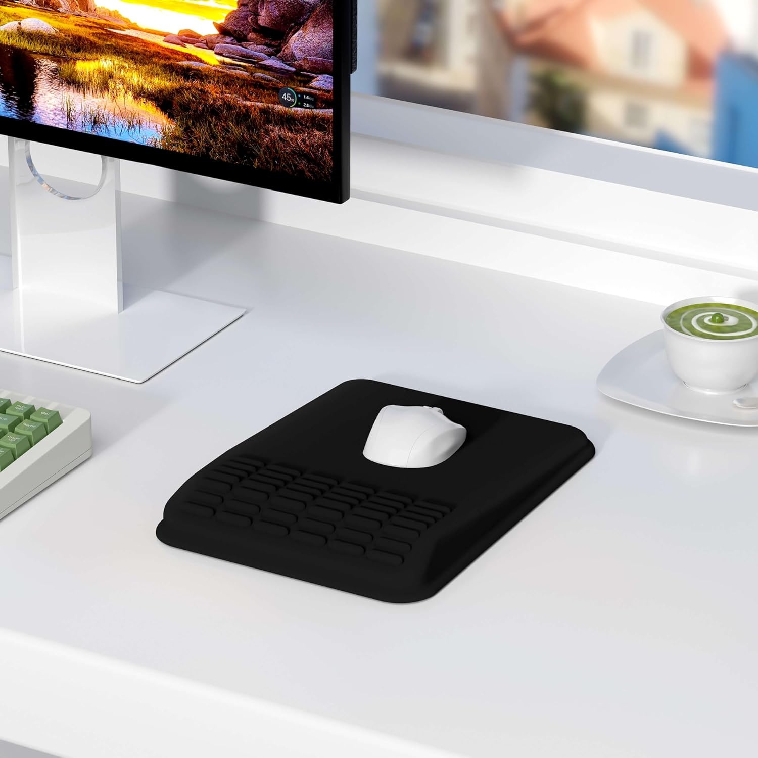 image:imageMEKASS Mouse Pad with Wrist Rest Ergonomic Slope Mousepad for Carpal Tunnel Pain Relief Memory Foam Desk Computer Wrist Support Mouse Pad with for Office Home PurpleDark Gray