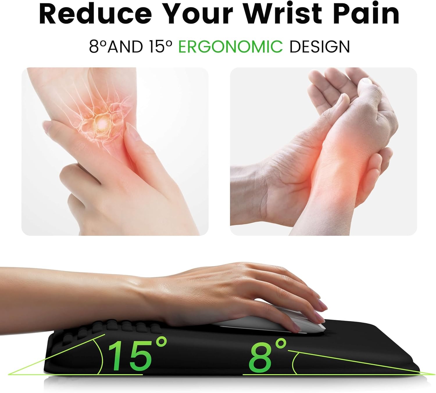 image:imageMEKASS Mouse Pad with Wrist Rest Ergonomic Slope Mousepad for Carpal Tunnel Pain Relief Memory Foam Desk Computer Wrist Support Mouse Pad with for Office Home PurpleDark Gray