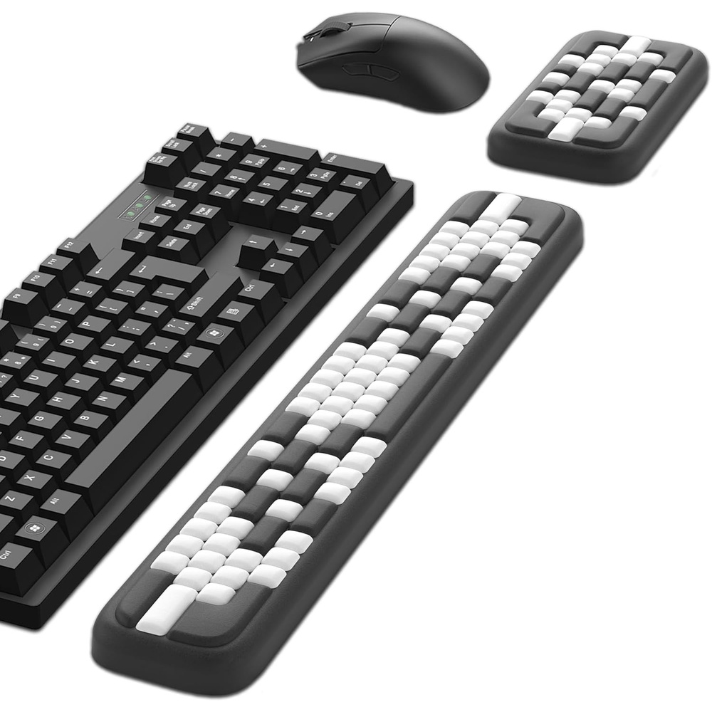 image:imageMEKASS Keyboard Wrist Rest Ergonomic Wrist Pad Soft Memory Foam Keyboard Hand Rest with NonSlip Base Easy Typing Pain Relief Comfort Support for Office Work Gaming Accessories Purple WhiteBlack White