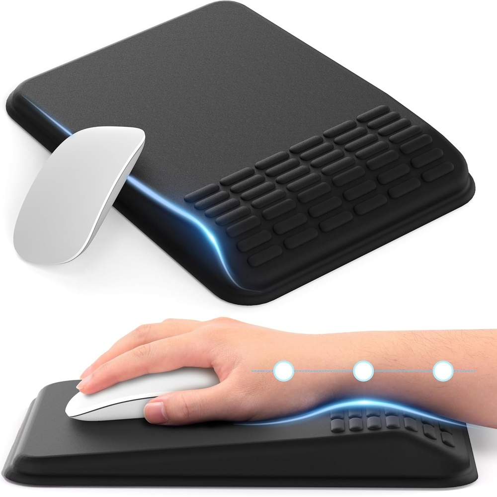 image:imageMEKASS Mouse Pad with Wrist Rest Ergonomic Slope Mousepad for Carpal Tunnel Pain Relief Memory Foam Desk Computer Wrist Support Mouse Pad with for Office Home PurpleClassic Black