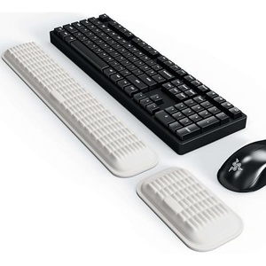 image:imageMEKASS Ergonomic Wrist Rest for Keyboard and Mouse Soft Memory Foam Keyboard Wrist Rest Set with NonSlip Silicone Base Easy Typing Pain Relief Comfort for Office Work Gaming BlueWhite