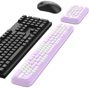image:imageMEKASS Keyboard Wrist Rest Ergonomic Wrist Pad Soft Memory Foam Keyboard Hand Rest with NonSlip Base Easy Typing Pain Relief Comfort Support for Office Work Gaming Accessories Purple WhitePurple White