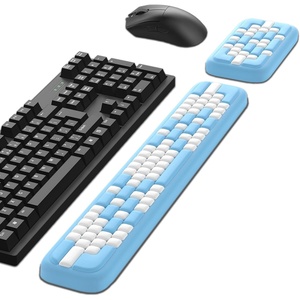 image:imageMEKASS Keyboard Wrist Rest Ergonomic Wrist Pad Soft Memory Foam Keyboard Hand Rest with NonSlip Base Easy Typing Pain Relief Comfort Support for Office Work Gaming Accessories Purple WhiteBlue White
