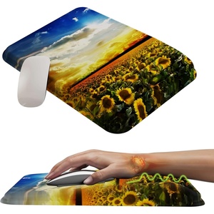 image:imageMEKASS Mouse Pad with Wrist Rest Ergonomic Slope Mousepad for Carpal Tunnel Pain Relief Memory Foam Desk Computer Wrist Support Mouse Pad with for Office Home PurpleSunflower