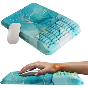 image:imageMEKASS Mouse Pad with Wrist Rest Ergonomic Slope Mousepad for Carpal Tunnel Pain Relief Memory Foam Desk Computer Wrist Support Mouse Pad with for Office Home PurpleGreen Marble