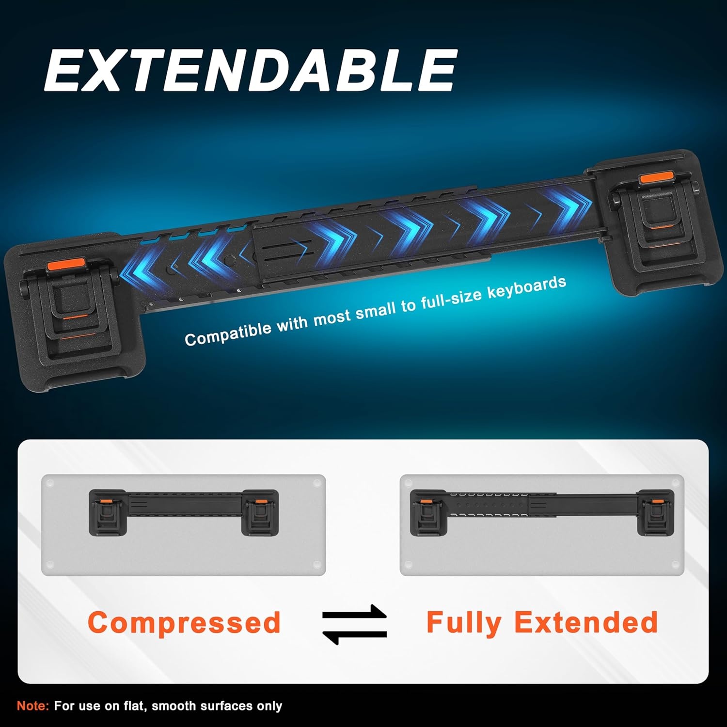 image:imageMEKASS Computer Keyboard Stand for Desktop Adjustable Keyboard Riser Extendable Holder Non Slip Ergonomic Office Desk Accessories for FlatBack Keyboard Only OrangeOrange
