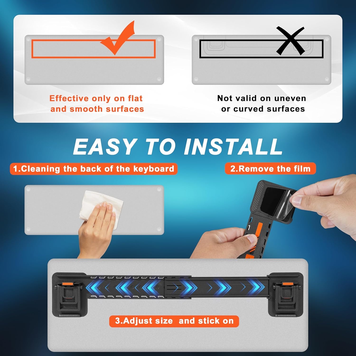 image:imageMEKASS Computer Keyboard Stand for Desktop Adjustable Keyboard Riser Extendable Holder Non Slip Ergonomic Office Desk Accessories for FlatBack Keyboard Only OrangeOrange