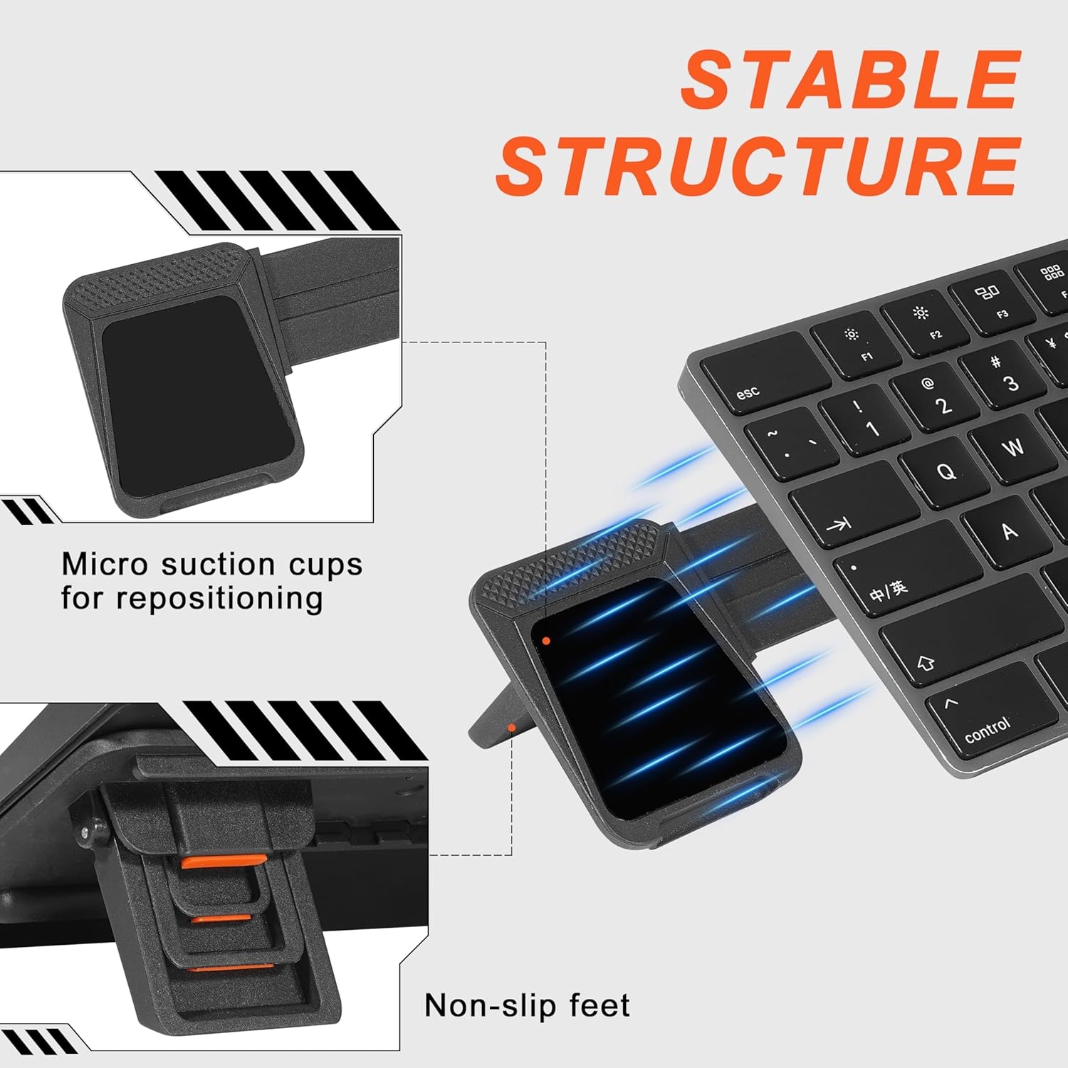 image:imageMEKASS Computer Keyboard Stand for Desktop Adjustable Keyboard Riser Extendable Holder Non Slip Ergonomic Office Desk Accessories for FlatBack Keyboard Only OrangeOrange