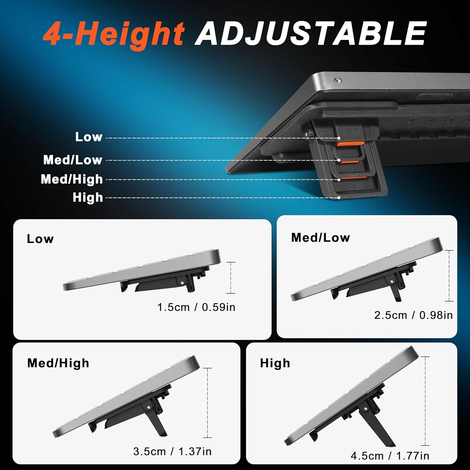 image:imageMEKASS Computer Keyboard Stand for Desktop Adjustable Keyboard Riser Extendable Holder Non Slip Ergonomic Office Desk Accessories for FlatBack Keyboard Only OrangeOrange
