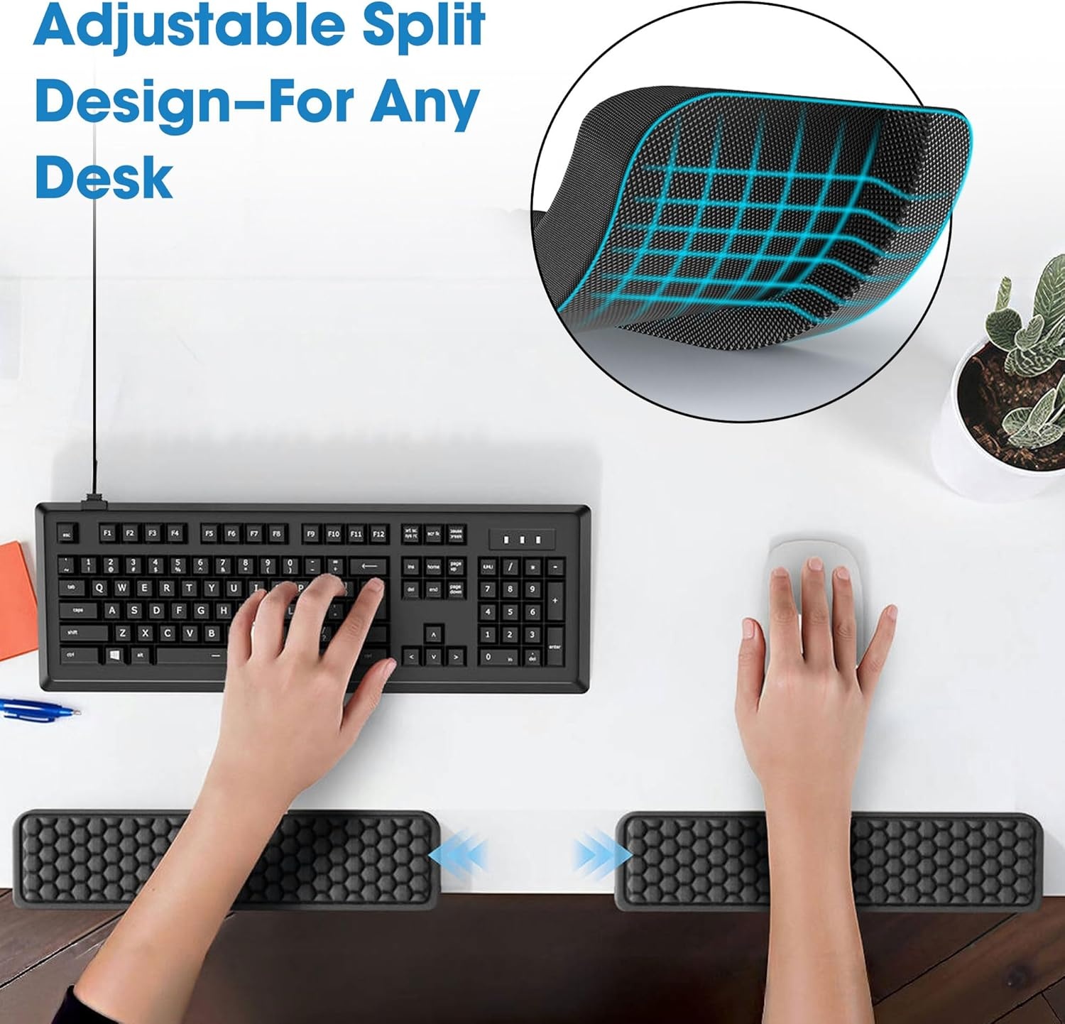 image:imageMEKASS LShaped Desk Elbow Pad for Desk Memory Foam Elbow Support Padding with NonSlip 2Piece Ergonomic Desk Edge Cushion Wrist Comfort Support for Office Home Diamond BlackBlack