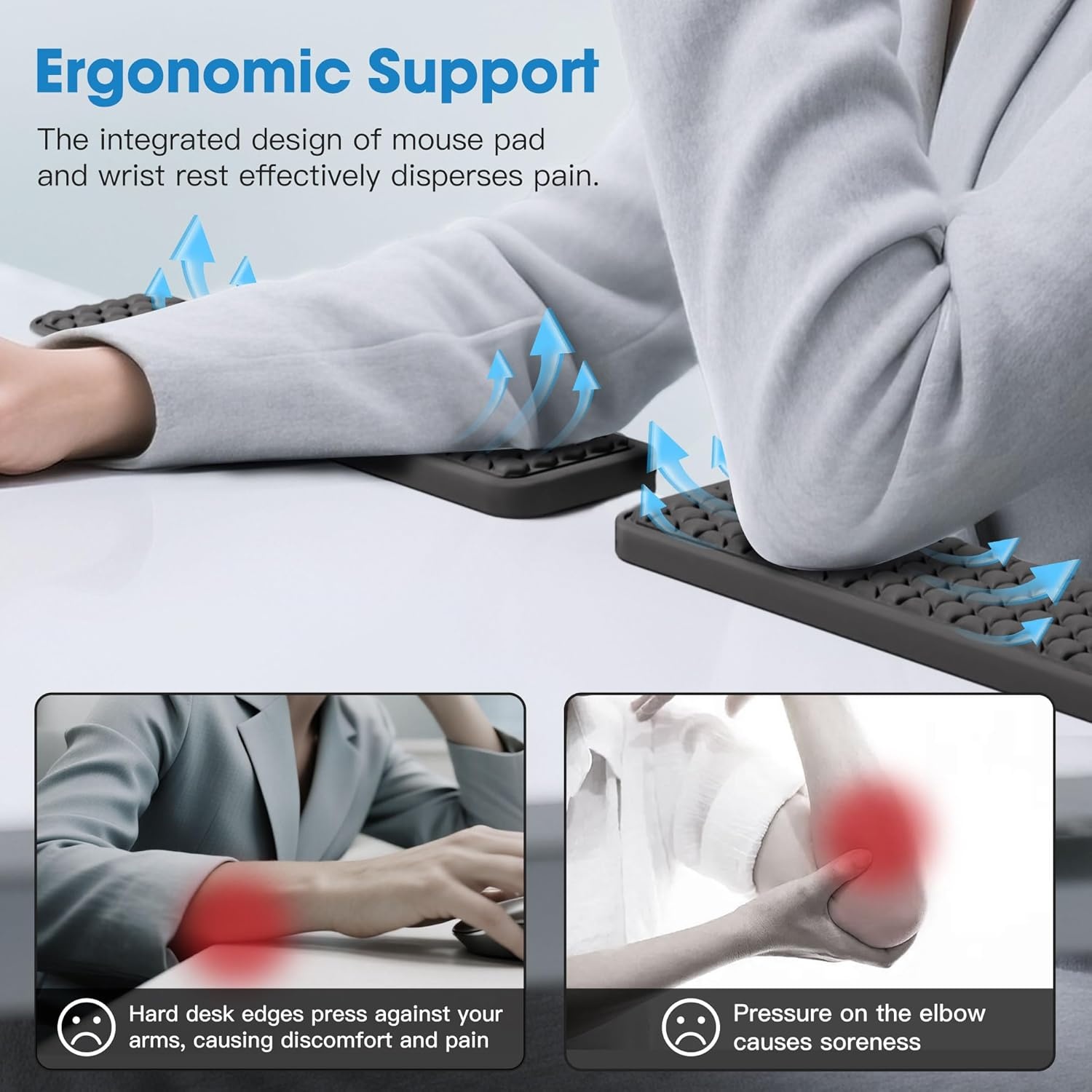 image:imageMEKASS LShaped Desk Elbow Pad for Desk Memory Foam Elbow Support Padding with NonSlip 2Piece Ergonomic Desk Edge Cushion Wrist Comfort Support for Office Home Diamond BlackBlack