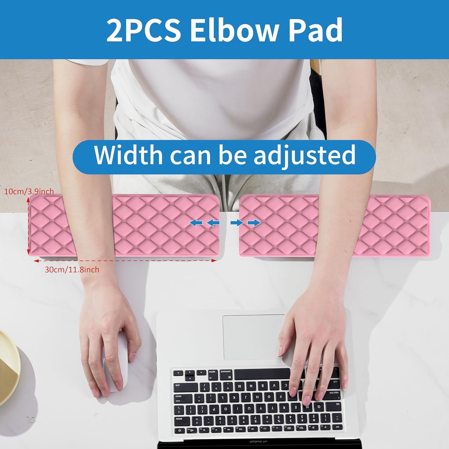 image:imageMEKASS LShaped Desk Elbow Pad for Desk Memory Foam Elbow Support Padding with NonSlip 2Piece Ergonomic Desk Edge Cushion Wrist Comfort Support for Office Home Diamond BlackDiamond Pink