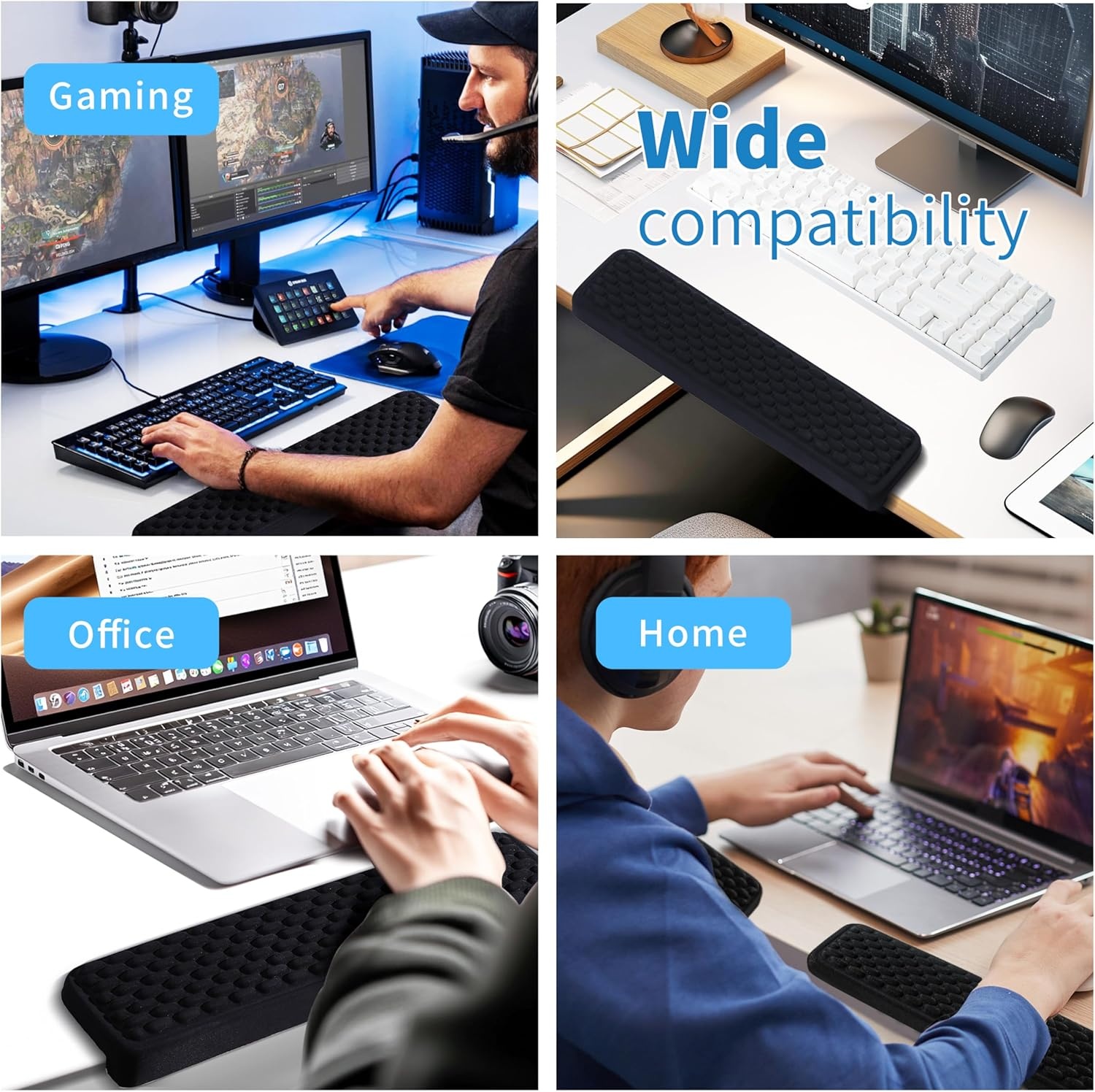 image:imageMEKASS LShaped Desk Elbow Pad for Desk Memory Foam Elbow Support Padding with NonSlip 2Piece Ergonomic Desk Edge Cushion Wrist Comfort Support for Office Home Diamond BlackOval Black
