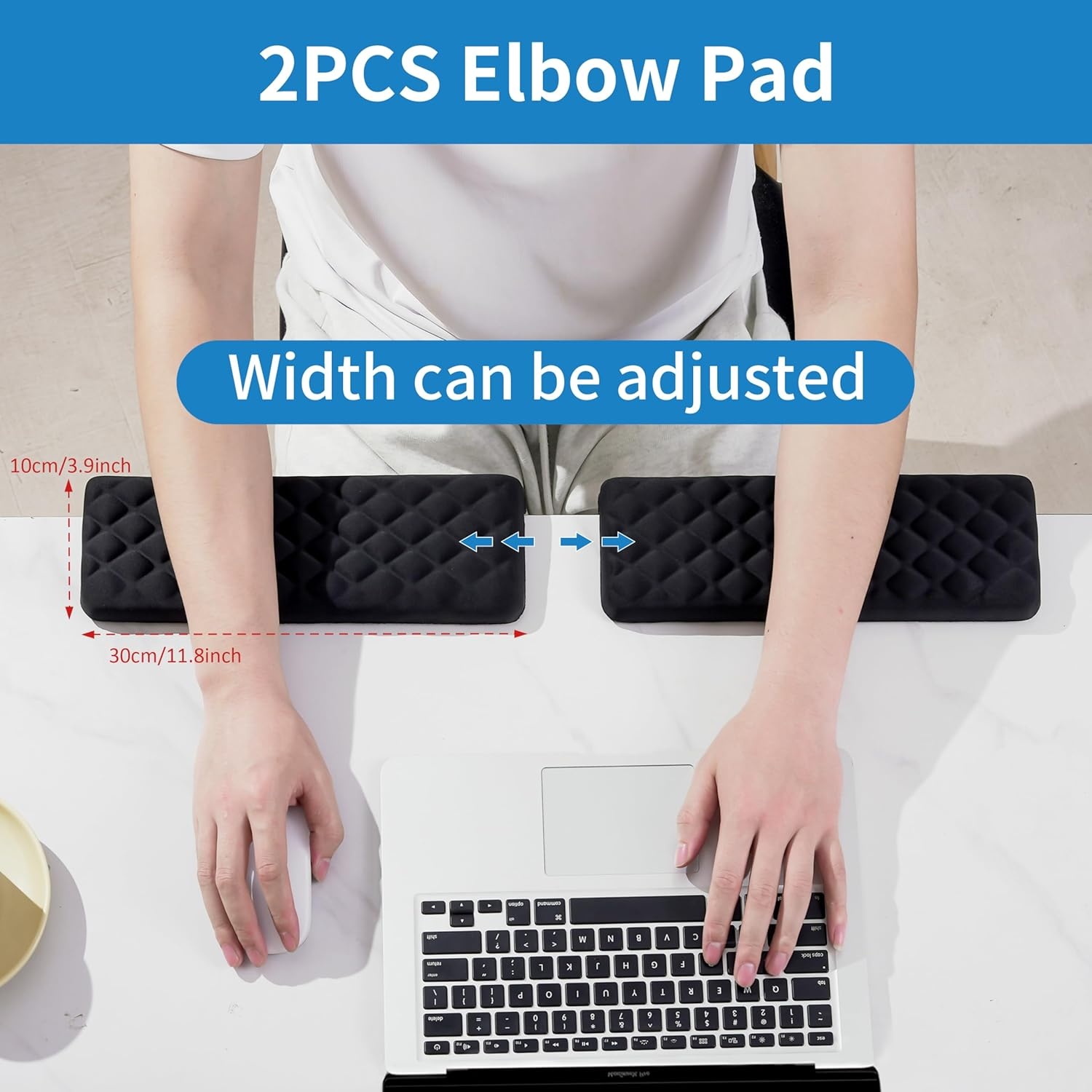 image:imageMEKASS LShaped Desk Elbow Pad for Desk Memory Foam Elbow Support Padding with NonSlip 2Piece Ergonomic Desk Edge Cushion Wrist Comfort Support for Office Home Diamond BlackDiamond Black
