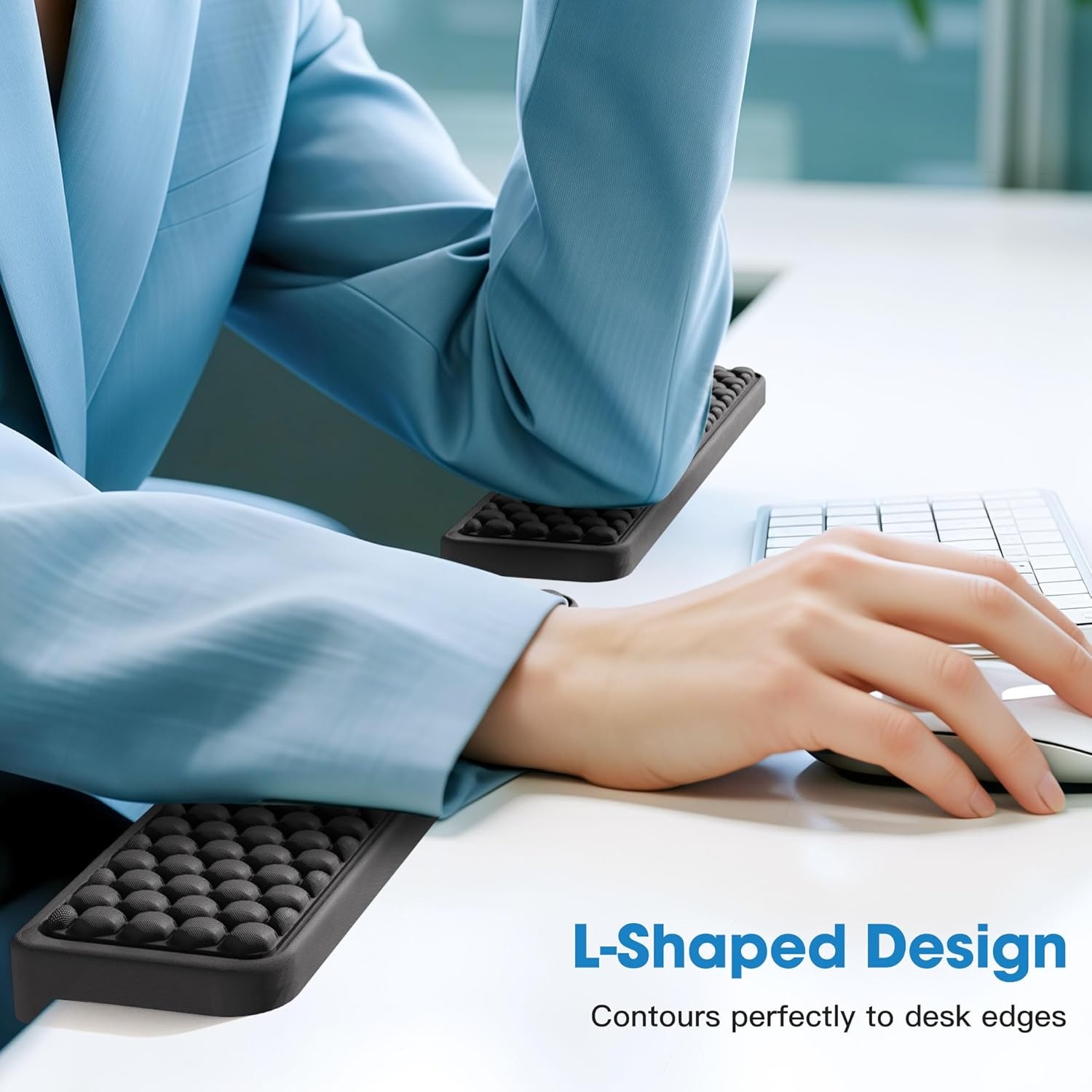 image:imageMEKASS LShaped Desk Elbow Pad for Desk Memory Foam Elbow Support Padding with NonSlip 2Piece Ergonomic Desk Edge Cushion Wrist Comfort Support for Office Home Diamond BlackBlack