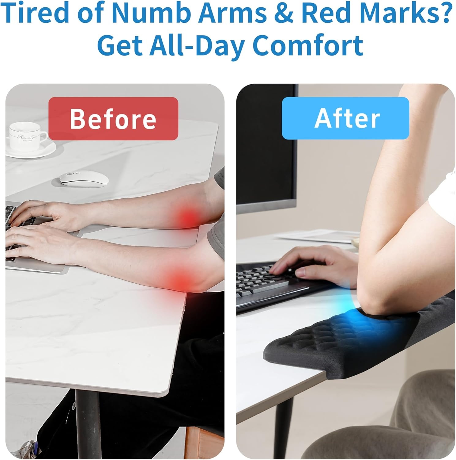 image:imageMEKASS LShaped Desk Elbow Pad for Desk Memory Foam Elbow Support Padding with NonSlip 2Piece Ergonomic Desk Edge Cushion Wrist Comfort Support for Office Home Diamond BlackDiamond Black