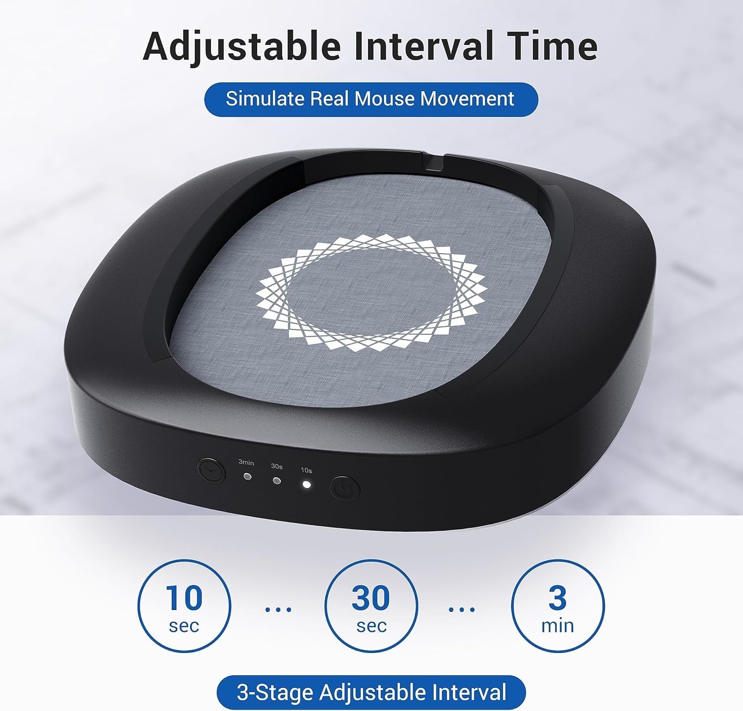 image:imageMEKASS Mouse Mover with Adjustable Interval Timer and UltraSilent Motor Mouse Jiggler Simulates Real Mouse Movement No Need Software Mouse Jiggers for Keeping Computer AwakeBlackLARGE TURNTABLEBlack