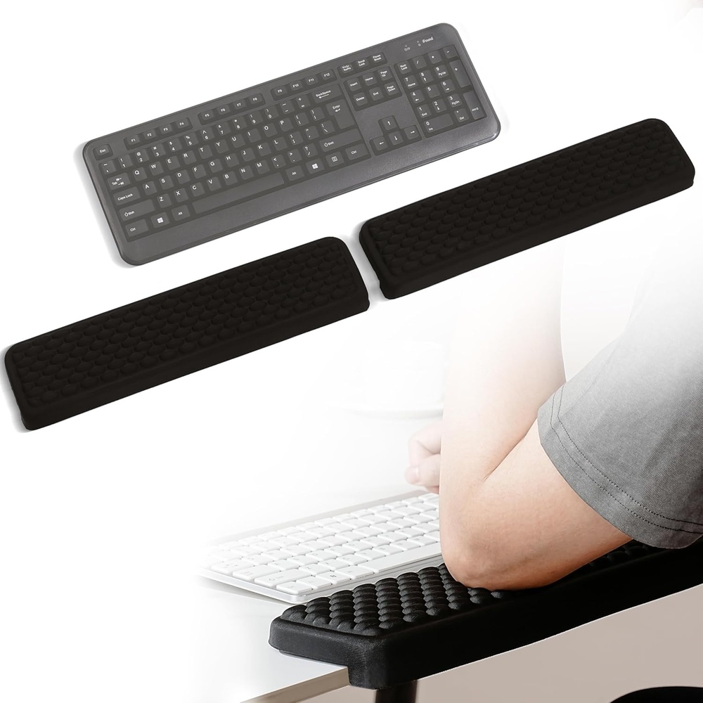 image:imageMEKASS LShaped Desk Elbow Pad for Desk Memory Foam Elbow Support Padding with NonSlip 2Piece Ergonomic Desk Edge Cushion Wrist Comfort Support for Office Home Diamond BlackOval Black